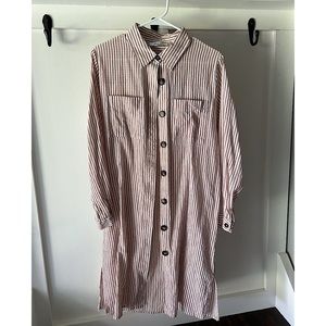 CJLA Rust Striped Shirt Dress